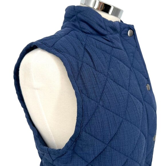 Market & Spruce Diamond Quilted Sleeveless Vest Navy Blue Size Small NWT - Picture 3 of 11
